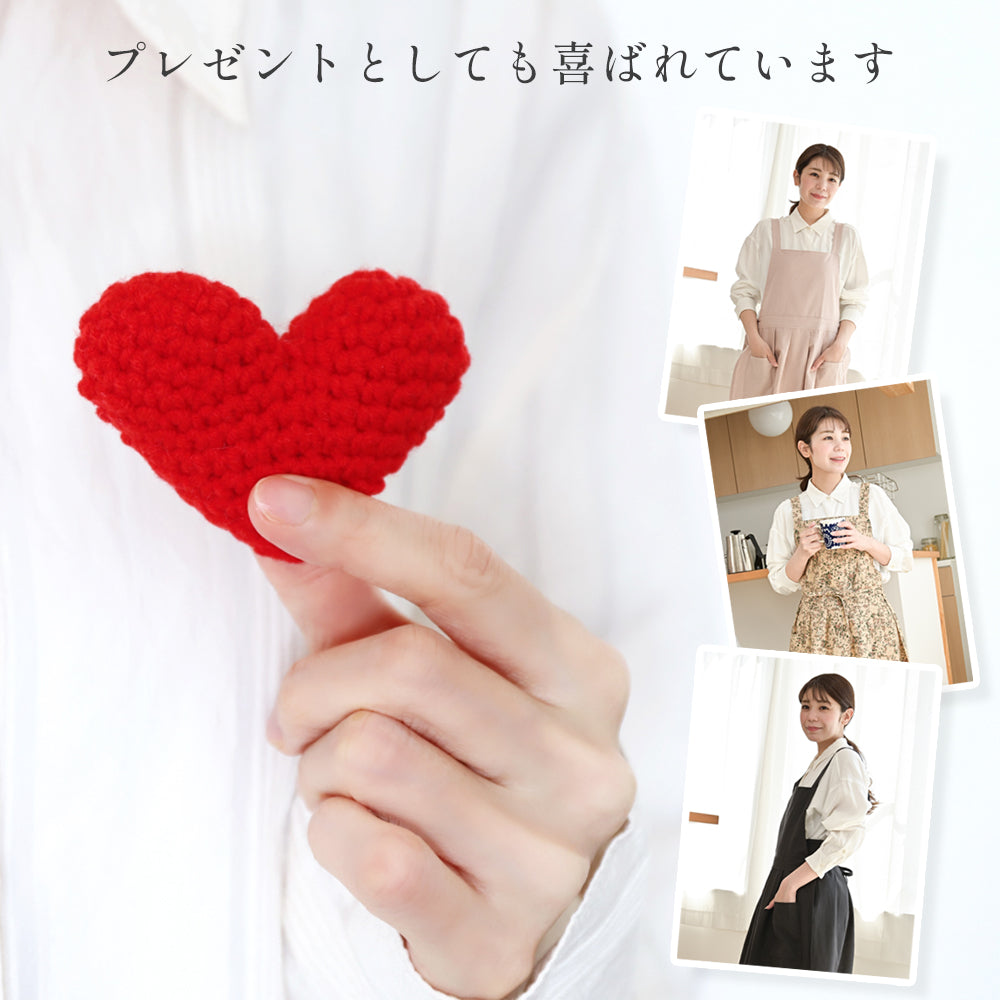 ワンピース型エプロン レディース おしゃれ 北欧風 体型カバー 大きめポケット付き ナチュラルコットンエプロン