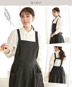ワンピース型エプロン レディース おしゃれ 北欧風 体型カバー 大きめポケット付き ナチュラルコットンエプロン