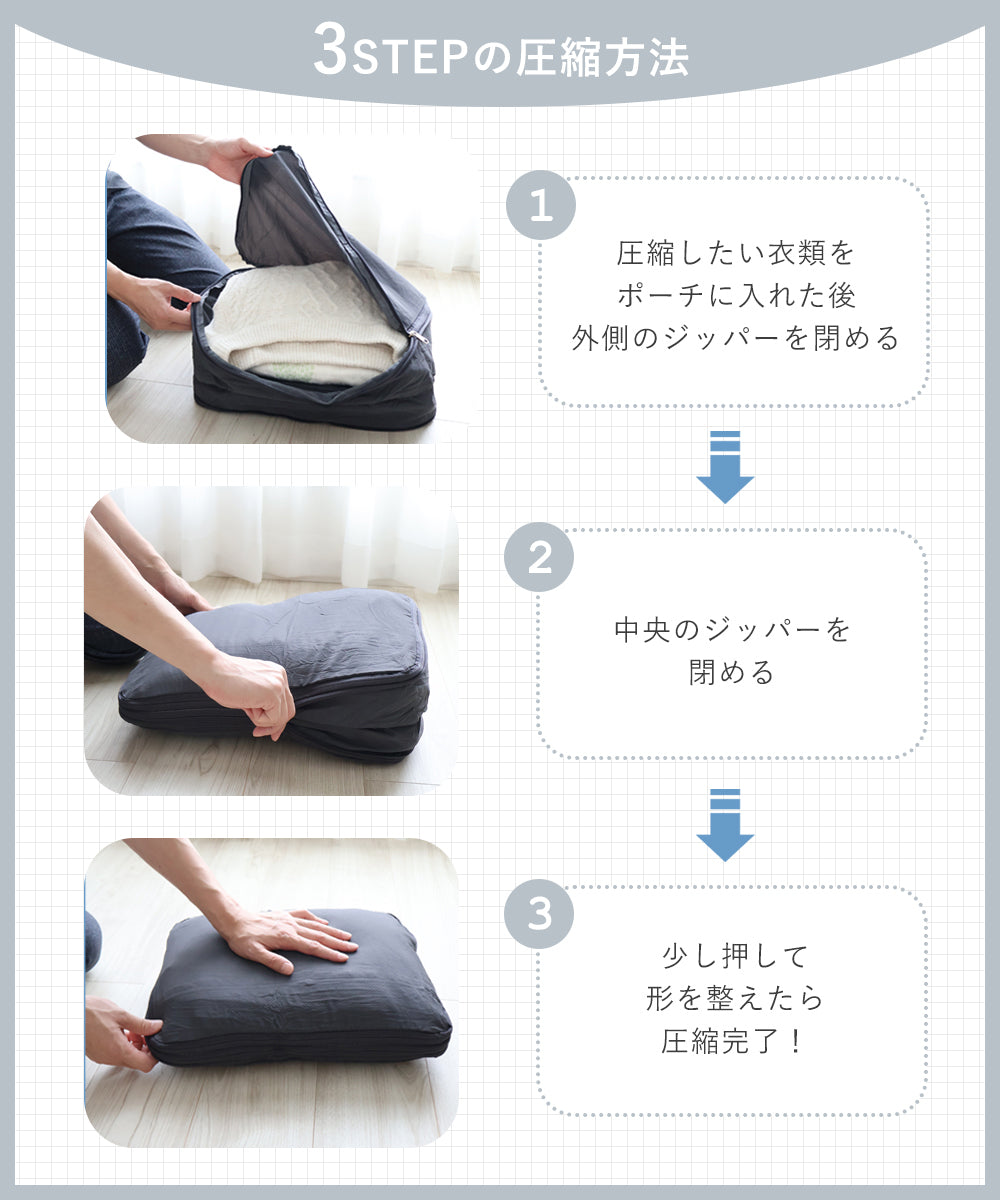 旅行圧縮トラベルポーチ 3点セット